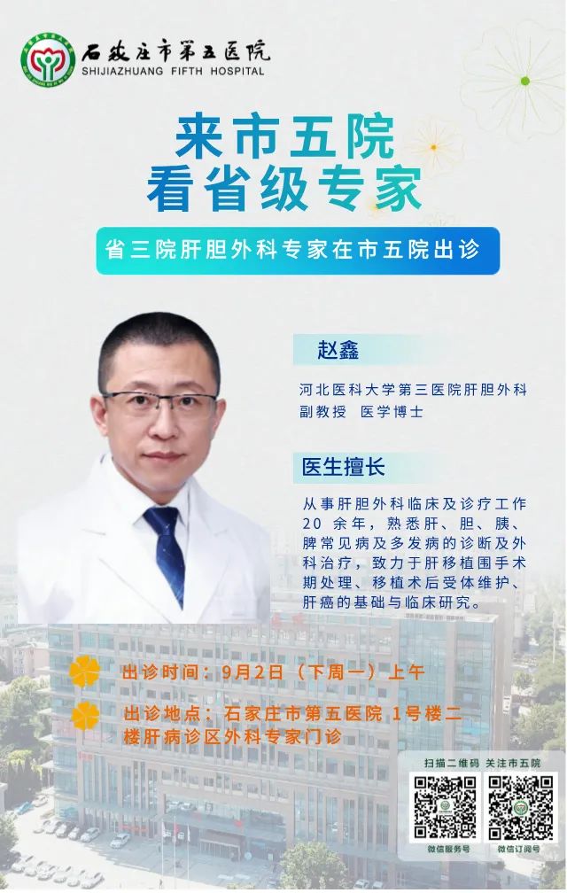 【省级专家直通车】周一来石家庄市第五医院看省三院肝胆外科专家,欢迎预约~ 【省级专家直通车】周一来石家庄市第五医院看省三院肝胆外科专家,欢迎预约~